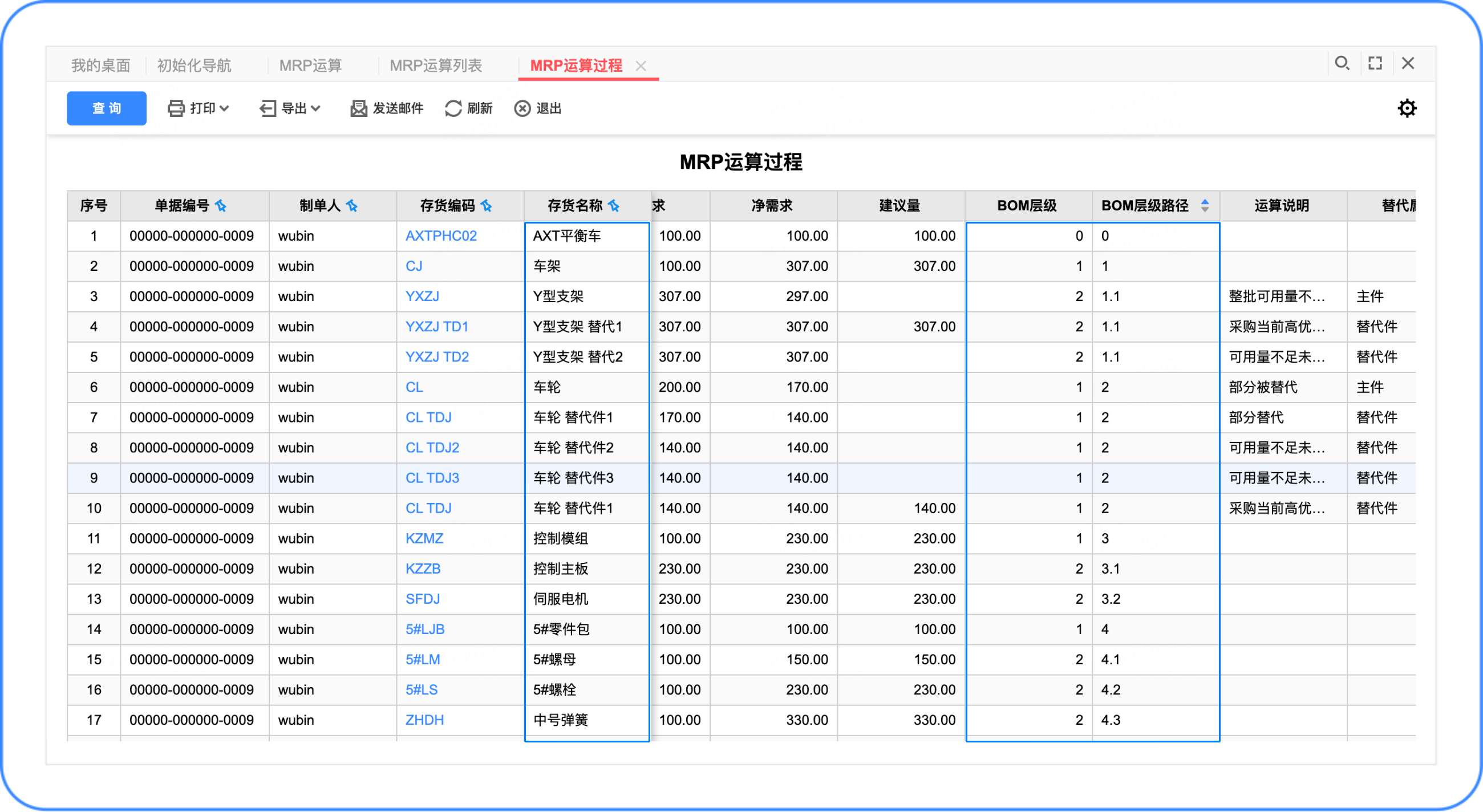 BOM层级运算过程